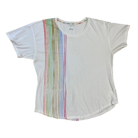 Anthropologie Tops - by Anthropologie Rainbow Stripes Graphic Tee Women's Size Large 100% Cotton Knit